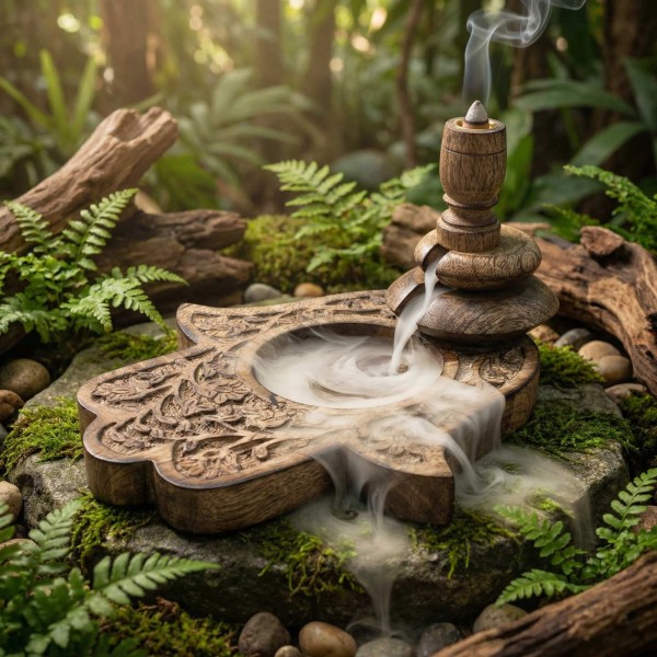 Brûleur à Reflux Bois Manguier Hamsa | Effet Cascade