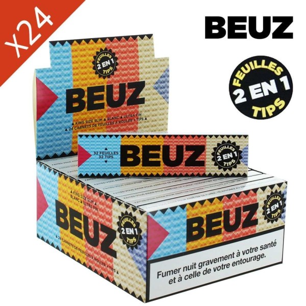 Boite de 24 carnets Beuz Blanc Slim King Size + Filtres