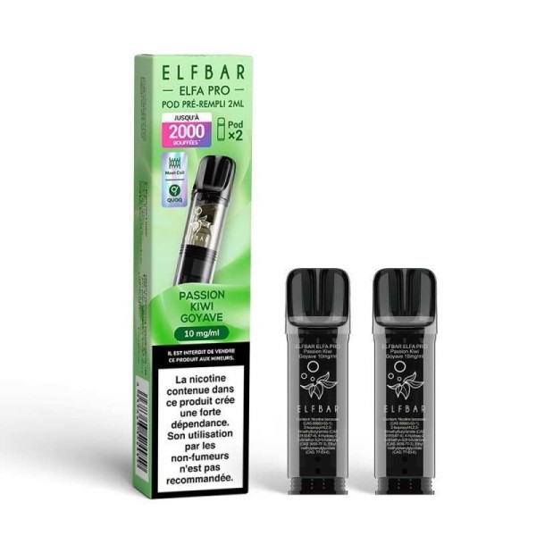 Pod pre-rempli Passion Kiwi Goyave 2ml Elfa Pro - ElfBar (pack de 2)