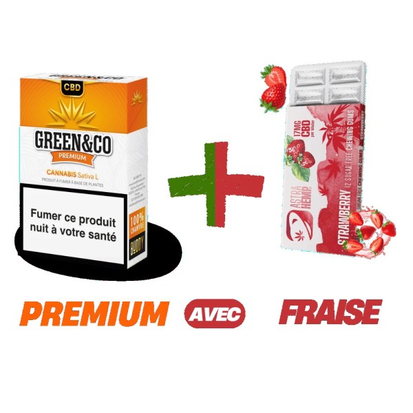 Pack CBD Premium & Fraîcheur - Green&Co Premium + Chewing-Gum Fraise Astra Hemp