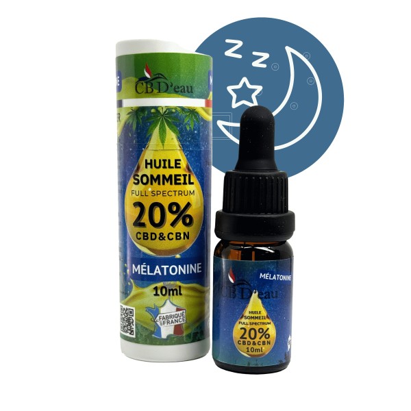 Huile CBD 20% full spectrum, CBN, Mélatonine | CBD'EAU
